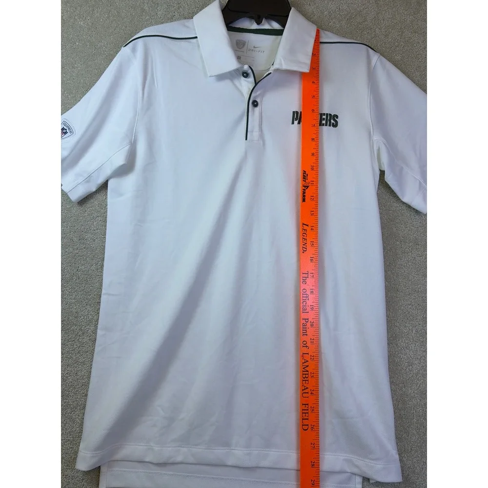 Green Bay Packers Nike Polo Shirt Men's Small White Training Dri-Fit‎ On-Field